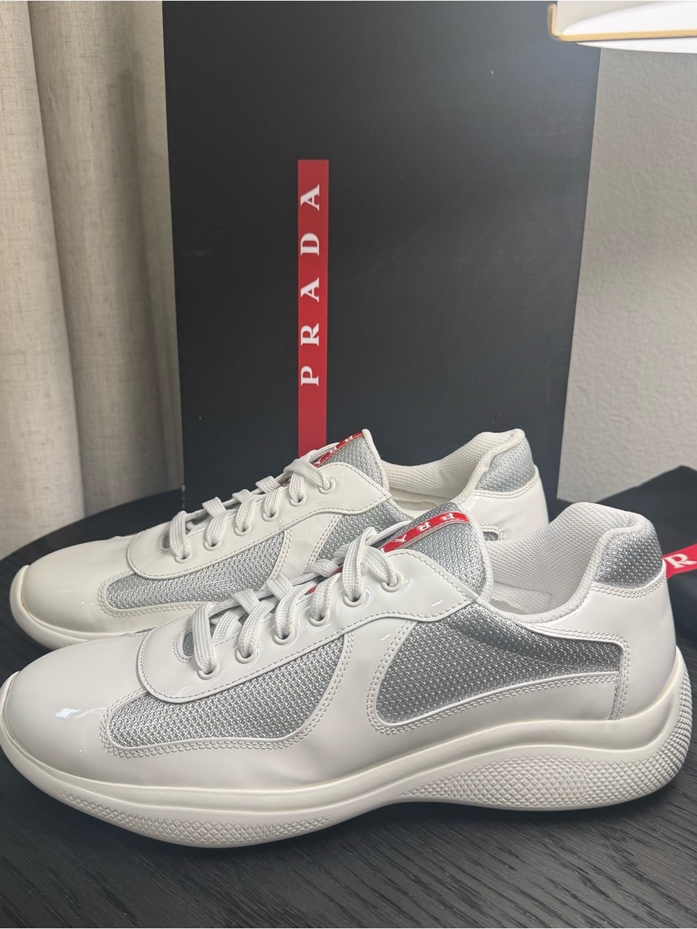 Prada America's Cup Sneakers Leather & Technical Fabric White 10